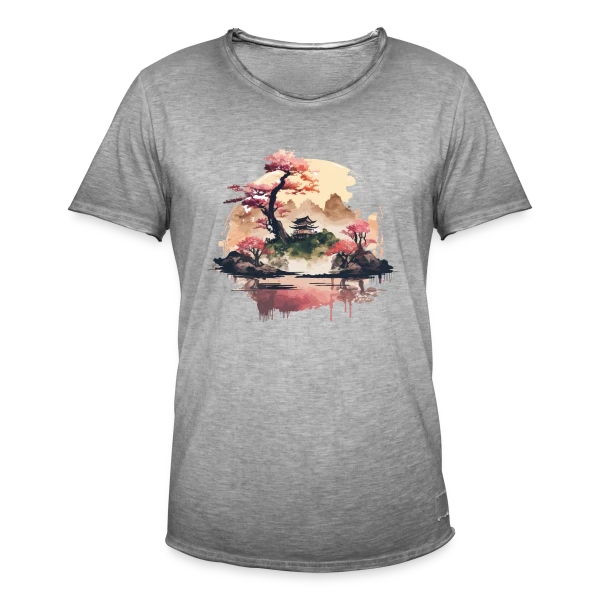 Paysage Japonais Onirique sur T-shirt vintage Homme