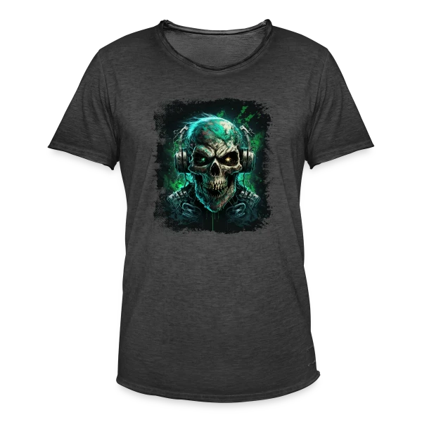 Zombie Métalleux au Casque Audio sur T-shirt vintage Homme