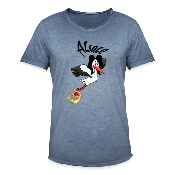 Logo Cigogne Alsace sur T-shirt vintage Homme