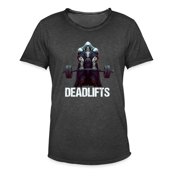 Squelette Ironique : Deadlifts et Fitness Rigolo sur T-shirt vintage Homme