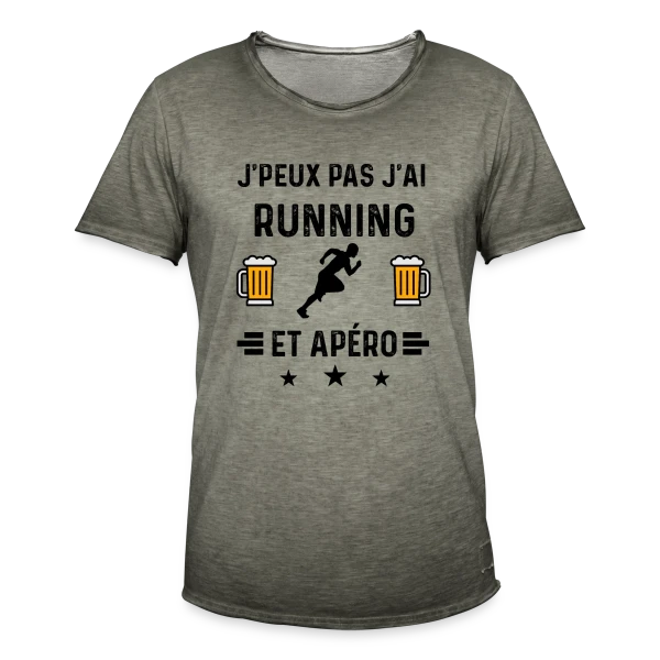Je Peux Pas J'ai Running Apéro sur T-shirt vintage Homme