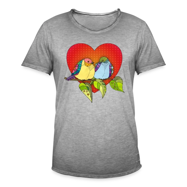 Oiseaux Amoureux Cœur sur T-shirt vintage Homme