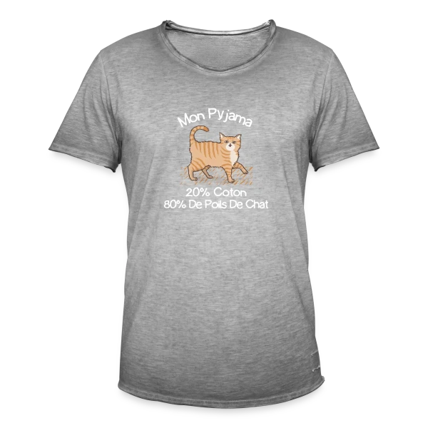 Humour 'Mon Pyjama 80% Poils de Chat' sur T-shirt vintage Homme