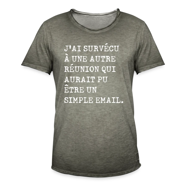 Humour Réunion : J'ai survécu sur T-shirt vintage Homme