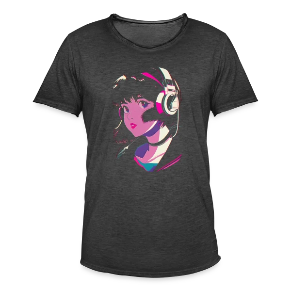 Fille Anime Esthétique Lo-Fi J-Pop sur T-shirt vintage Homme