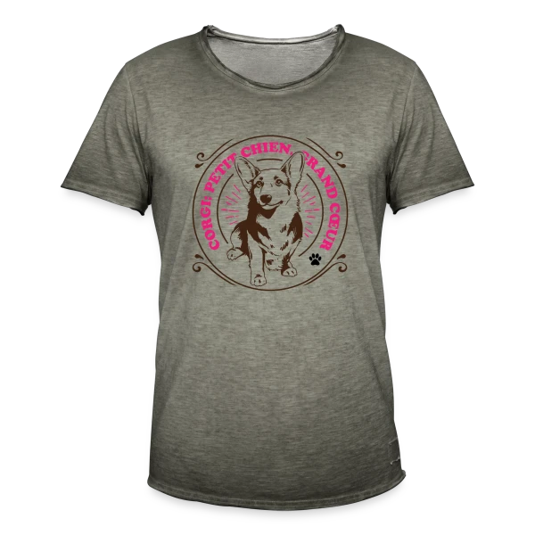Corgi Grand Cœur: Adorable T-shirt pour Amoureux des Chiens sur T-shirt vintage Homme