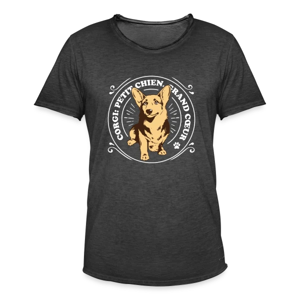 Corgi: Petit Chien, Grand Cœur - Amour Canin sur T-shirt vintage Homme