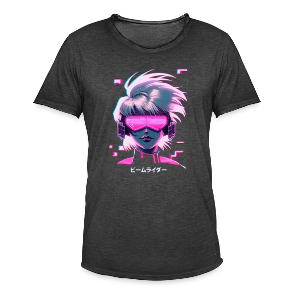 Synthwave Anime Girl : Cyberpunk Néon Rétro sur T-shirt vintage Homme