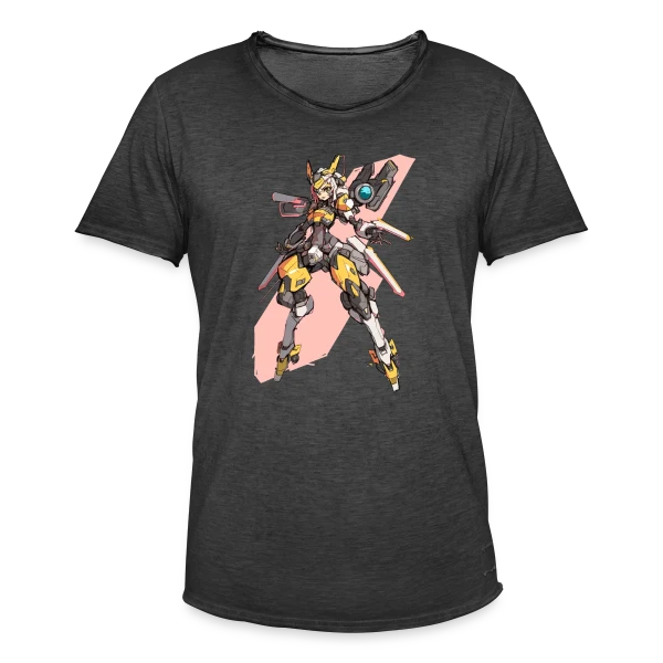 Fille Cyborg Mecha Anime Rétro 90s sur T-shirt vintage Homme