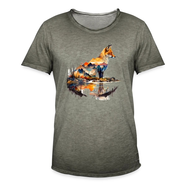 Renard Paysage Montagneux sur T-shirt vintage Homme