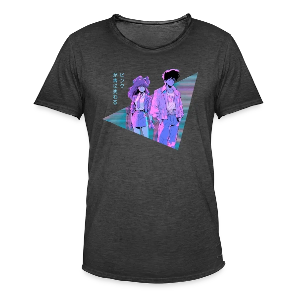 Couple Anime Vaporwave Mélancolie Esthétique sur T-shirt vintage Homme