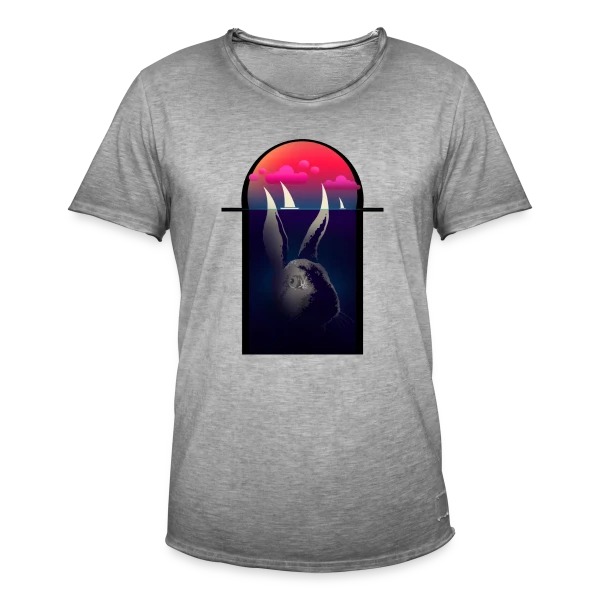 Lapin Navigateur et Bateaux sur T-shirt vintage Homme