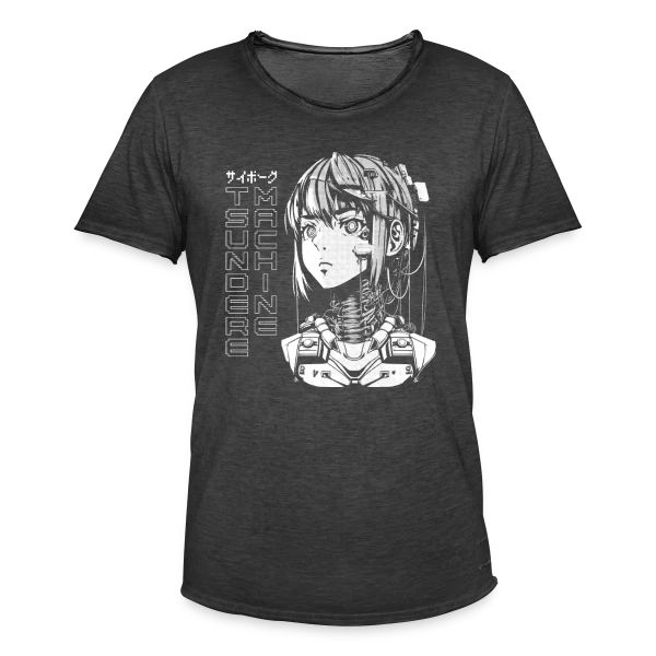 Cyber Girl Tsundere Manga : Buste Cyborg Féminin sur T-shirt vintage Homme