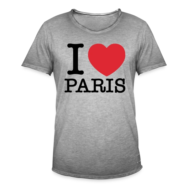 J'aime Paris Cœur Rouge sur T-shirt vintage Homme
