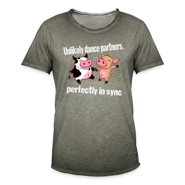Vache et Cochon Danseurs sur T-shirt vintage Homme