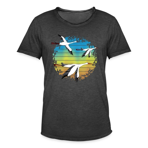 Cigogne Élégante sur T-shirt vintage Homme