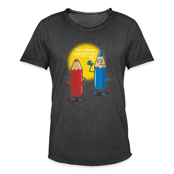 Humour: Mauvaise Mine sur T-shirt vintage Homme