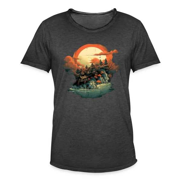 Paysage Asiatique Mystique sur T-shirt vintage Homme