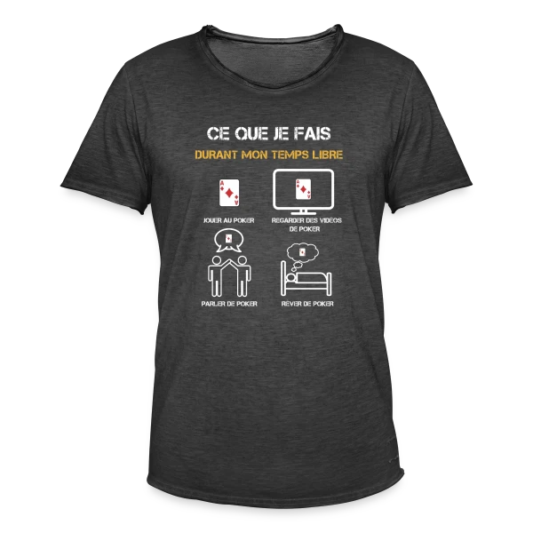 poker temps libre humour sur T-shirt vintage Homme