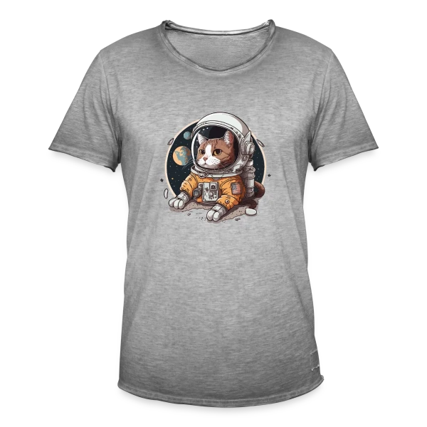 Chat Cosmonaute Aventure Spatiale sur T-shirt vintage Homme