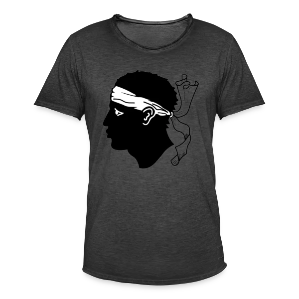 Profil Tête de Maure Corse sur T-shirt vintage Homme