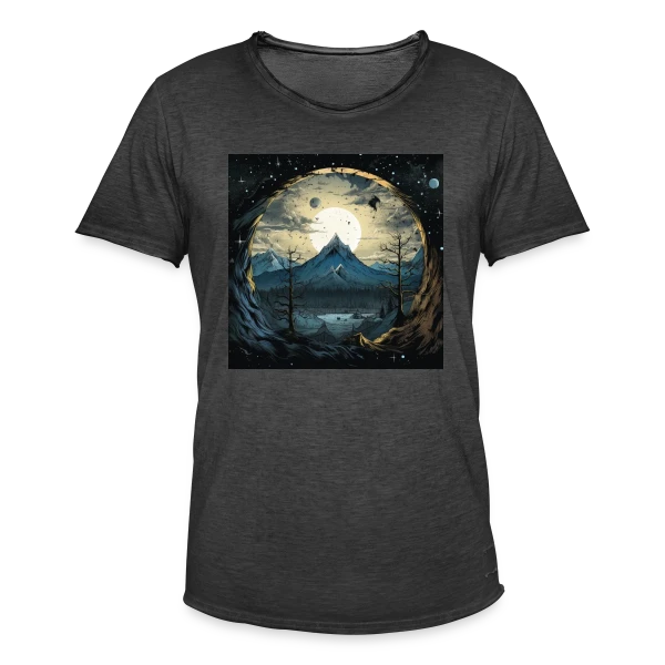 Paysage Montagneux sous la Lune sur T-shirt vintage Homme