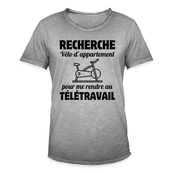 Humour Télétravail : La Vie au Bureau à Distance sur T-shirt vintage Homme