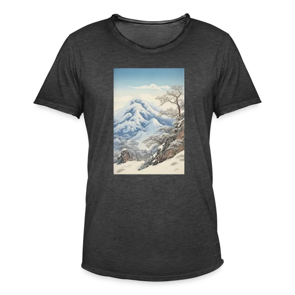 Paysage d'Hiver Asiatique Style Anime Vintage sur T-shirt vintage Homme