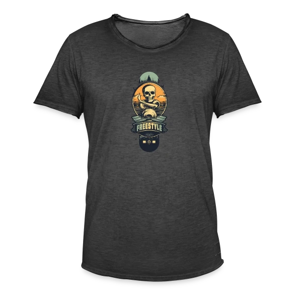 Skateboard Tête de Mort Rétro sur T-shirt vintage Homme