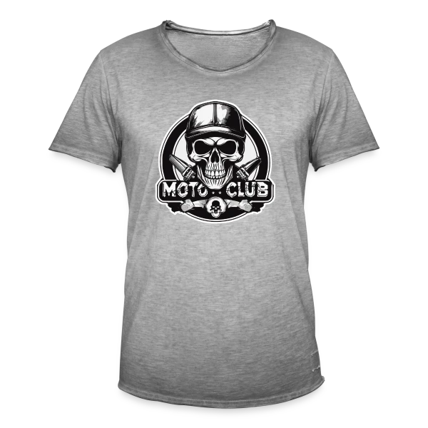 Tête de Mort Motard Rétro – Club Moto sur T-shirt vintage Homme