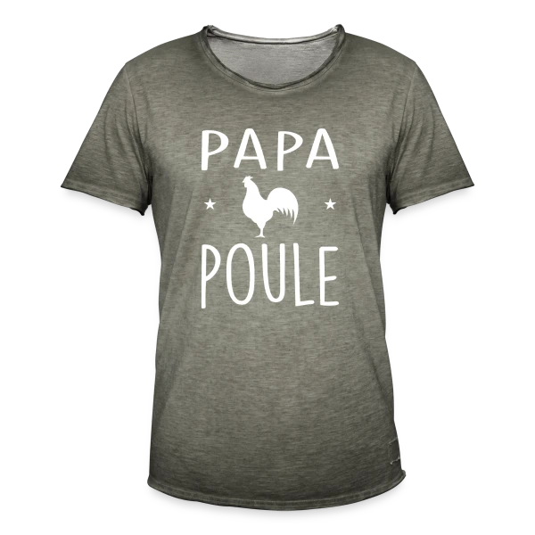 Papa Poule - Humour et Amour Familial sur T-shirt vintage Homme