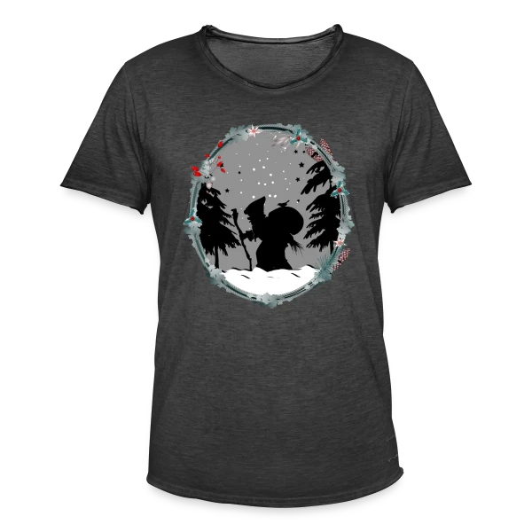Père Fouettard en Silhouette - Style Noël Ancien sur T-shirt vintage Homme