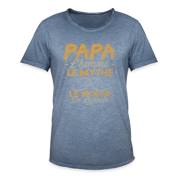 Papa Skieur de Légende - Humour Cadeau Ski sur T-shirt vintage Homme