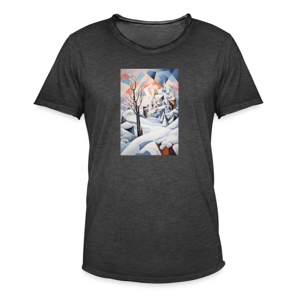 Paysage Hivernal Géométrique sur T-shirt vintage Homme