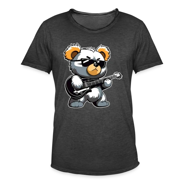 Ours en Peluche Heavy Metal à la Guitare sur T-shirt vintage Homme