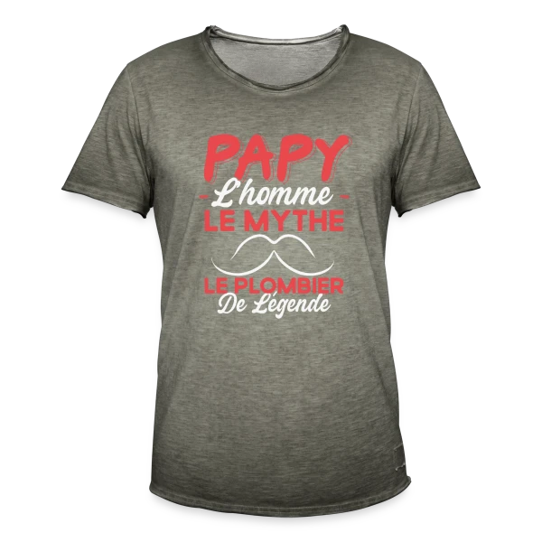 Papy Plombier de Légende - Humour Cadeau Artisan sur T-shirt vintage Homme
