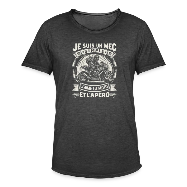Humour Moto & Apéro - Pour Mec Simple sur T-shirt vintage Homme