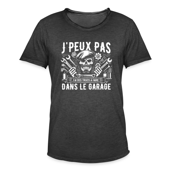 J'peux pas J'ai Garage | T-Shirt Humour Mécanicien Auto sur T-shirt vintage Homme