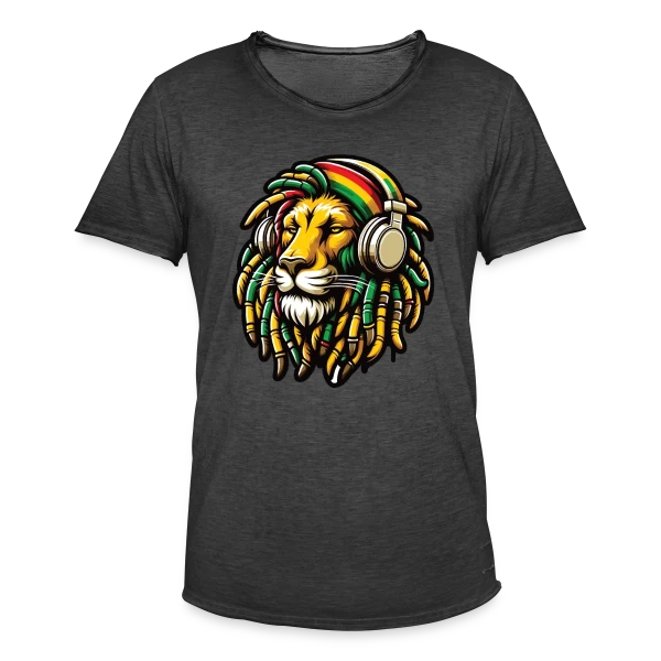 Lion Rasta Musique sur T-shirt vintage Homme
