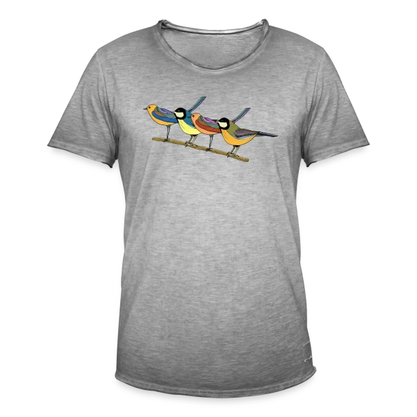 Quatre Oiseaux Colorés sur T-shirt vintage Homme