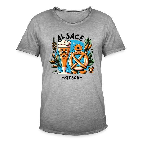Alsace Kitsch Bière Bretzel sur T-shirt vintage Homme