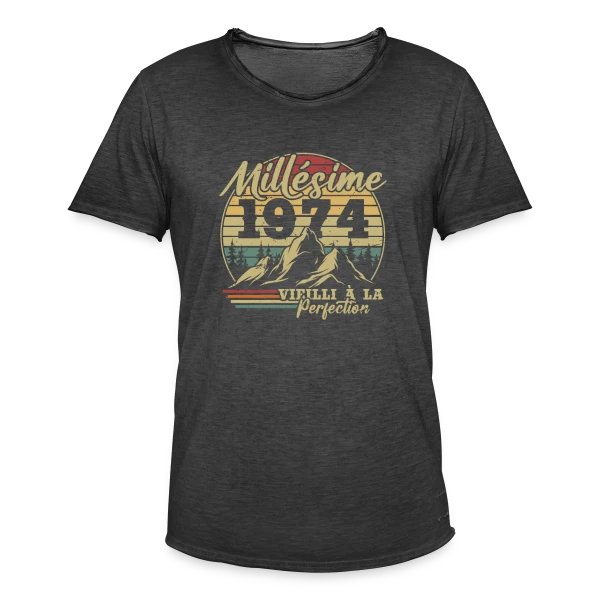 Millésime 1974 Vieilli à la Perfection sur T-shirt vintage Homme