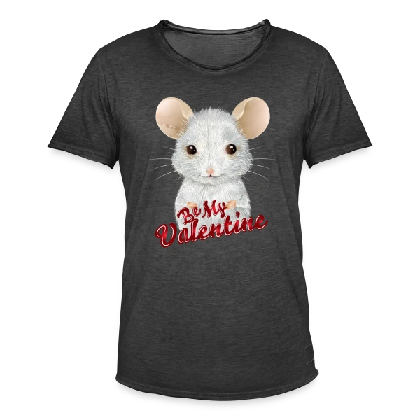 Adorable Souris Blanche de la Saint-Valentin sur T-shirt vintage Homme