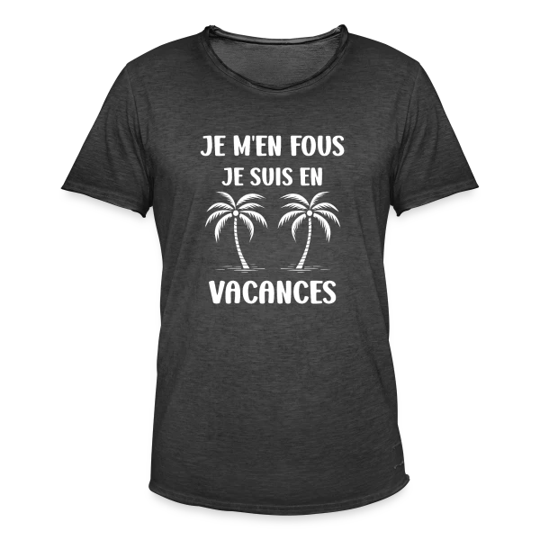 Je Suis En Vacances Blanc sur T-shirt vintage Homme