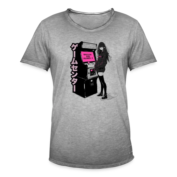 Fille Anime Gaming - En Attente du Joueur 2 sur T-shirt vintage Homme
