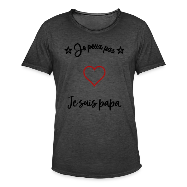 Cœur Papa : Je t'aime Super Papa sur T-shirt vintage Homme