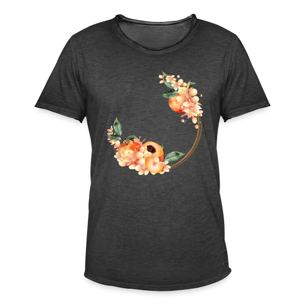 Pêche et Fleur en Couronne Tendance sur T-shirt vintage Homme