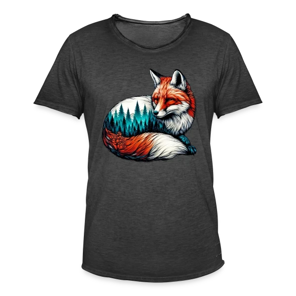 Renard Forêt Enchantée sur T-shirt vintage Homme