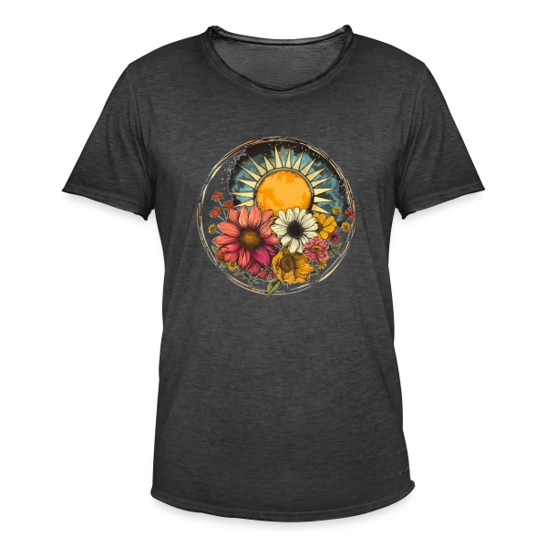 Soleil Floral Bohème sur T-shirt vintage Homme
