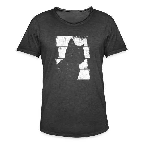 Silhouette Chat Minimaliste sur T-shirt vintage Homme